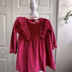 Cat & Jack Baby Velvet Red Dress with Silver Polka Dots